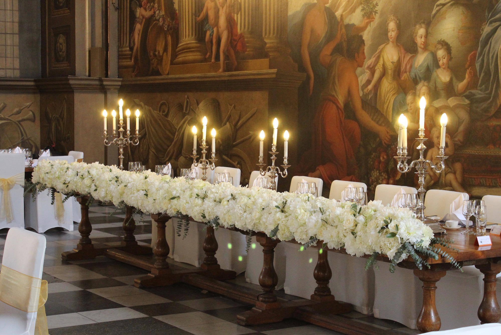 Top Table Display at The Painted Hall, Old Royal Naval College, Greenwich