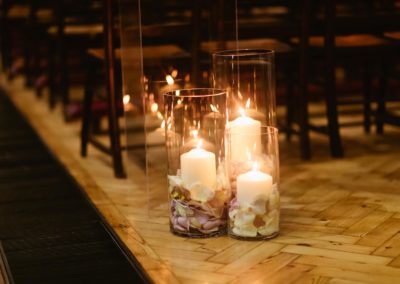 Clear glass cylinder vases with candles