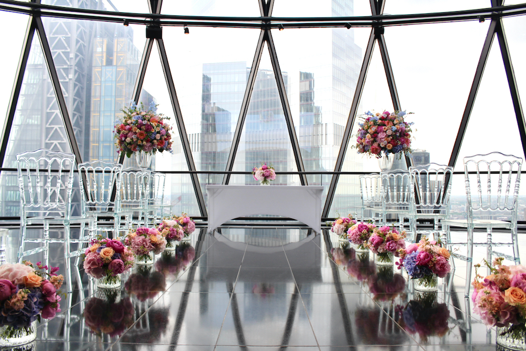 Wedding Ceremony Flowers at The Gherkin